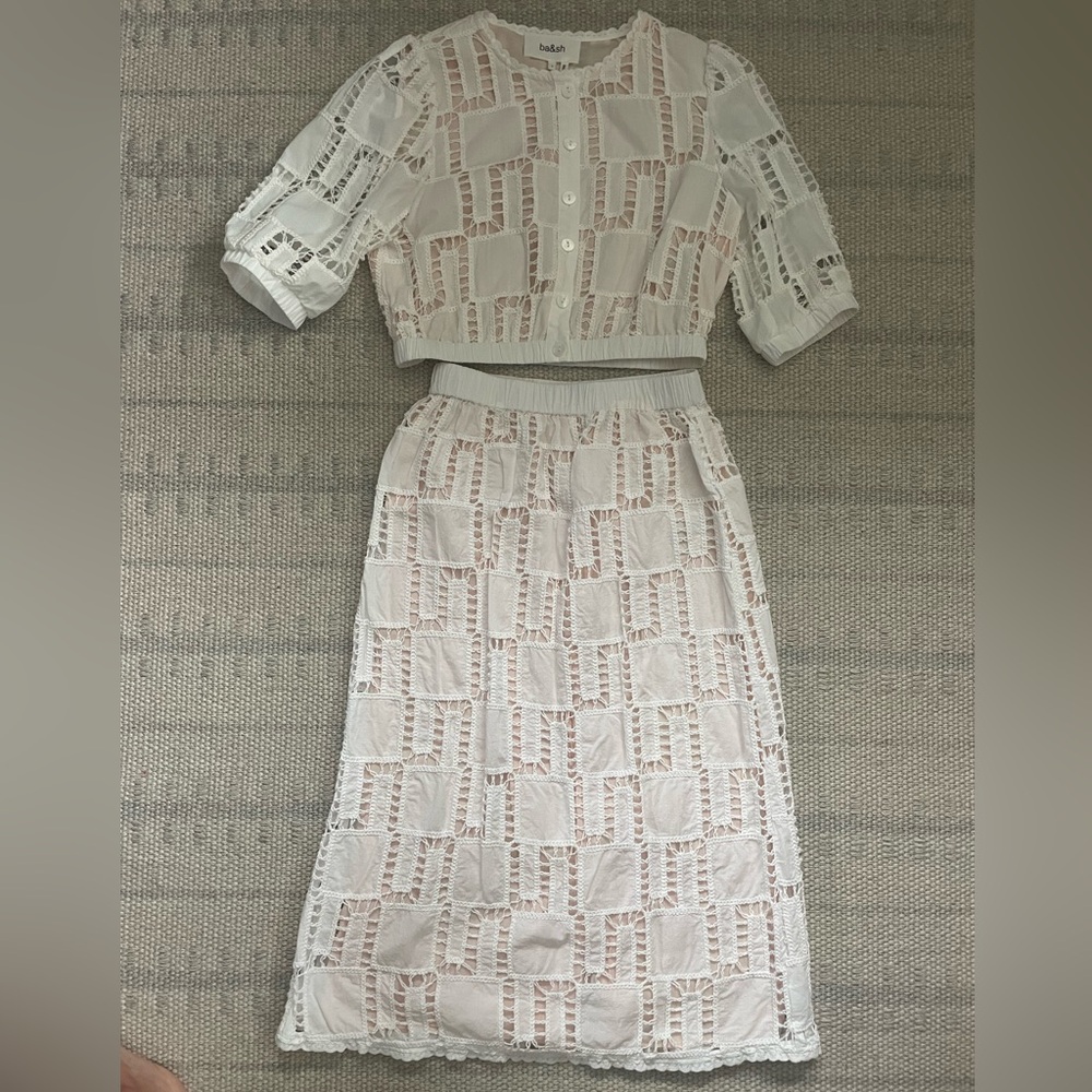 Ba&sh cropped top and skirt set worn 2x